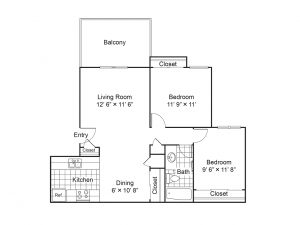 A floor plan for a two bedroom apartment.